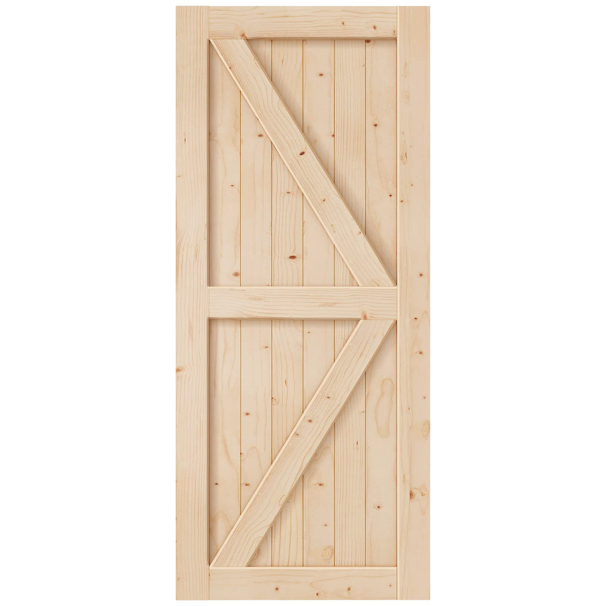 EaseLife 36in x 84in Sliding Barn Wood Door,Interior Doors,DIY Assemblely,Solid Natural Spruce Panelled Slab,Easy Install,Apply to Rooms & Storage EaseLife