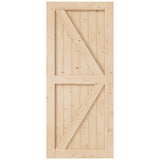 EaseLife 36in x 84in Sliding Barn Wood Door,Interior Doors,DIY Assemblely,Solid Natural Spruce Panelled Slab,Easy Install,Apply to Rooms & Storage EaseLife