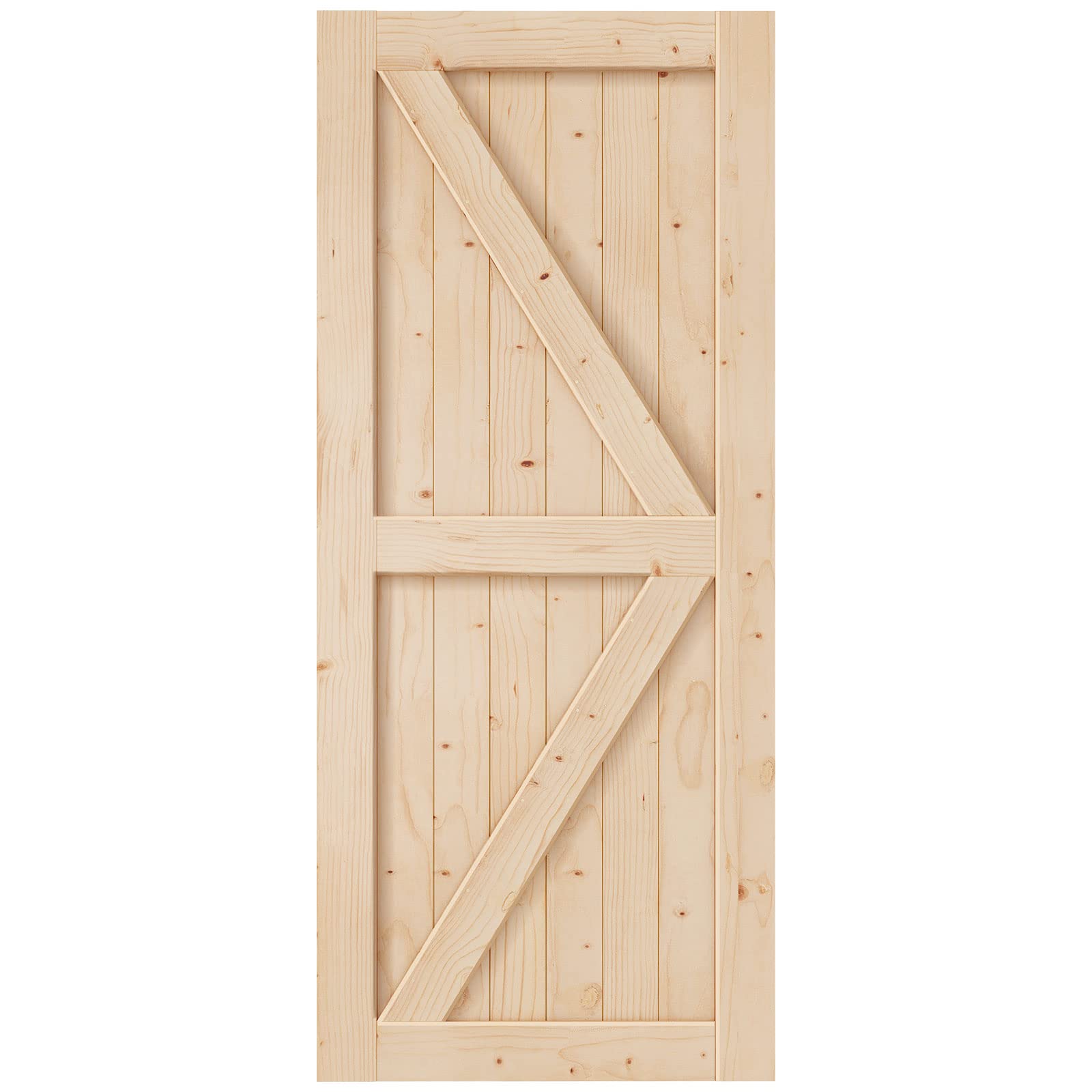 EaseLife 36in x 84in Sliding Barn Wood Door,Interior Doors,DIY Assemblely,Solid Natural Spruce Panelled Slab,Easy Install,Apply to Rooms & Storage - WoodArtSupply