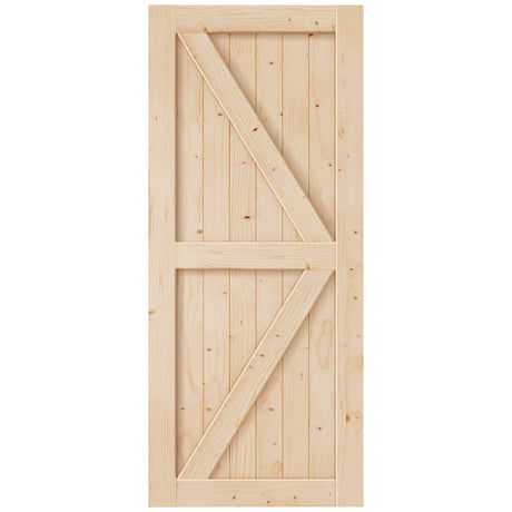 EaseLife 36in x 84in Sliding Barn Wood Door,Interior Doors,DIY Assemblely,Solid Natural Spruce Panelled Slab,Easy Install,Apply to Rooms & Storage EaseLife