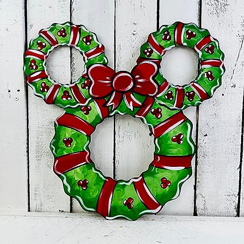 Mouse Ears Christmas Wreath, Christmas Shapes, Unfinished Wood Cutout, Paint by Line Build-A-Cross