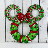 Mouse Ears Christmas Wreath, Christmas Shapes, Unfinished Wood Cutout, Paint by Line Build-A-Cross