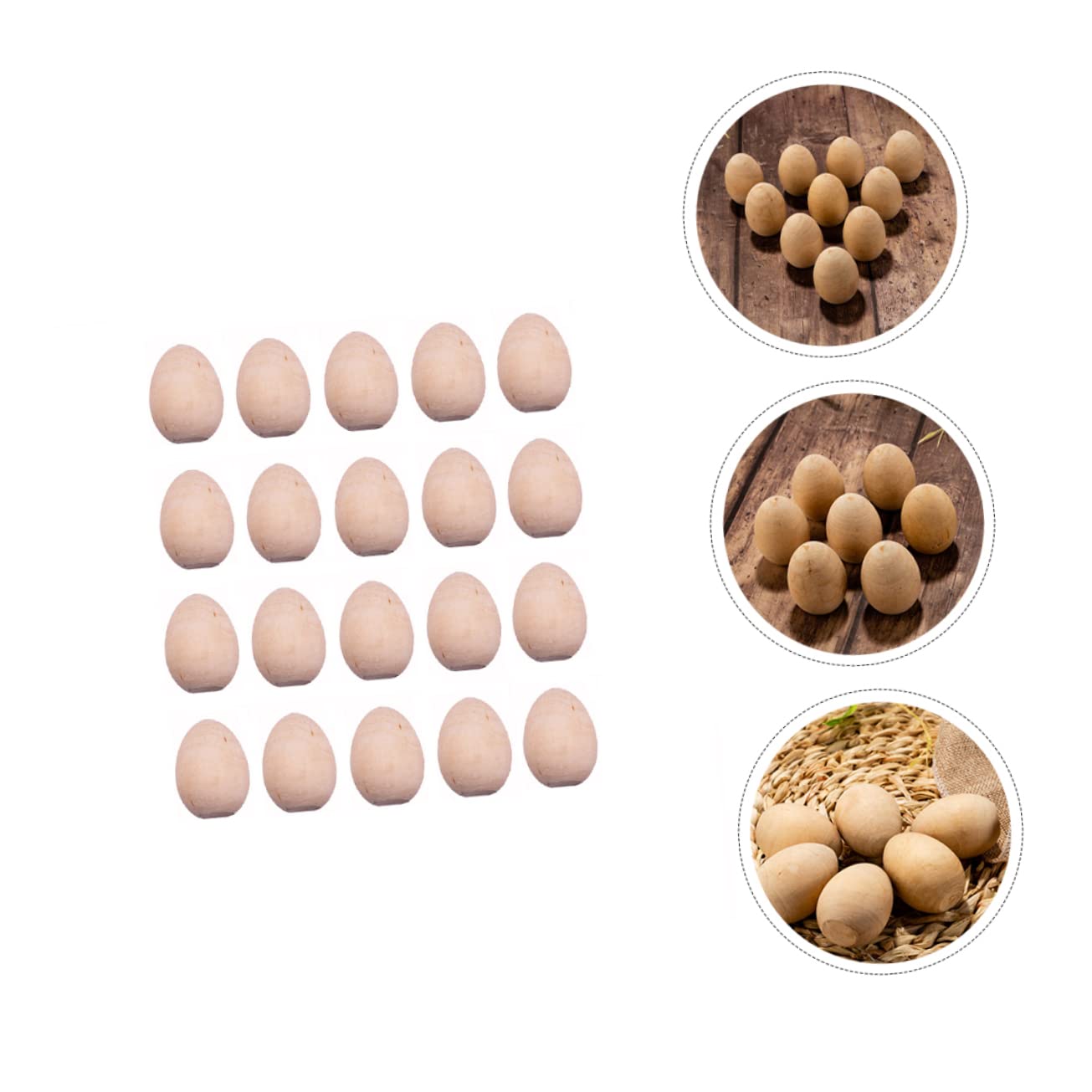 VILLCASE 20pcs Easter Eggs Kids Educational Toy Easter Simulation Eggs Wood Eggs for Crafts DIY Easter Crafts Easter Egg Decoration unpainted Blank - WoodArtSupply