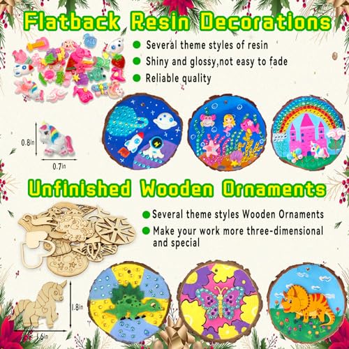 Wood Arts and Crafts Kit for Kids Girls Ages 6-8-12 Years Old-20 Unfinished  Wood Slices with Painting Accessories-Fun Family Time Crafts Toys-Ideal