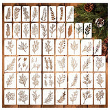 Leaf Stencils for Crafts Small Leaves and and Branches Paint Plant Stencil for Painting On Wood Wall Card Making, Tiny Nature Vine Herb Essential Art yhslmh
