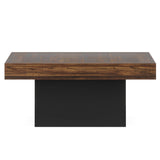 Tribesigns Coffee Table Square LED Coffee Table Engineered Wood Low Coffee Table for Living Room Rustic Brown & Black Tribesigns
