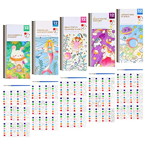 5 Pack Pocket Watercolor Painting Book Set, Watercolor Paint Book, Travel Pocket Watercolor Kit, Pocket Hand Book Stocking Goodie Bag Stuffer Gifts VERENIX