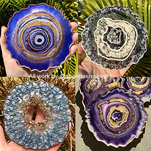 ResinWorld 6 Pack Geode Coaster Molds for Resin + 4 Pack Resin Coaster Molds, Diamond Edge Crystal Coaster Molds for Resin Casting ResinWorld