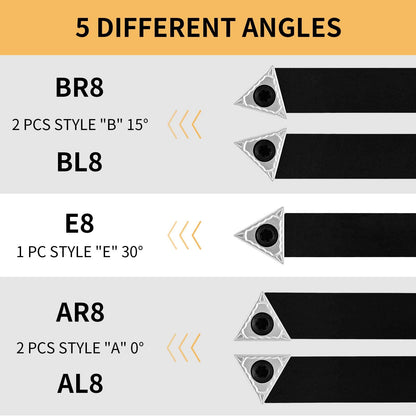 HAowosi Metal Lathe Cutting Tools,5 Sets of 1/2" Carbide Metal Cutting Tool Bits Kit,Indexable Lathe Turning Tool,Carbide Lathe Tools For Metal - WoodArtSupply