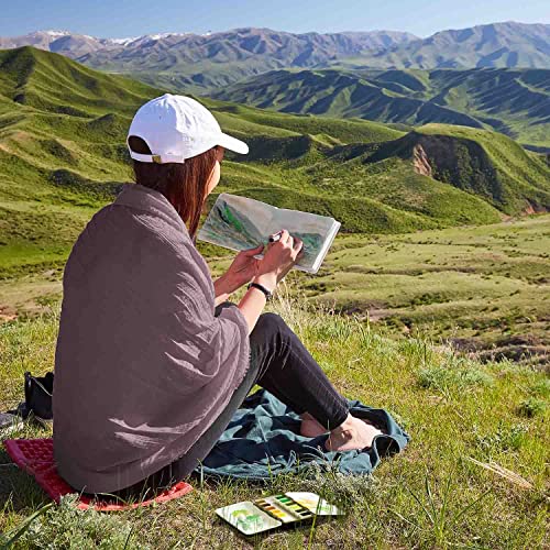 ARTEZA Watercolor Paint Set with Water Brush, 12 Watercolor Half Pans in Earth Tones, Semi Moist, Art Supplies for Painting Stunning Landscapes ARTEZA