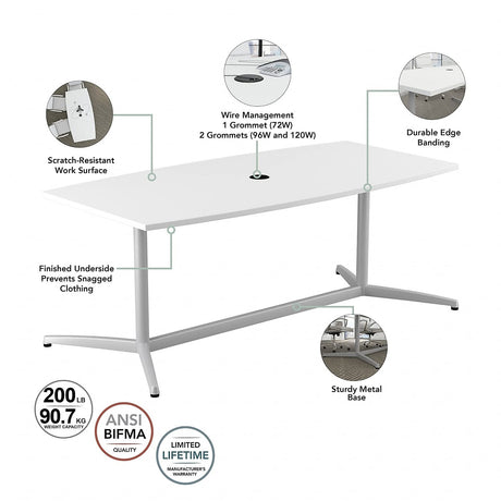 Bush Business Furniture Conference Table for 8-10 People | Boat Shaped 10 FT Engineered Wood Meeting Desk with Sturdy Metal Base for Office Bush Business Furniture