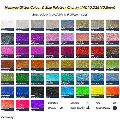 Hemway Polyurethane & Epoxy Resin Glitter 100g / 3.5oz Metallic Crystal Flake Additive for Flooring Jewelry Tumblers Glass Pigment - Chunky (1/40" Hemway
