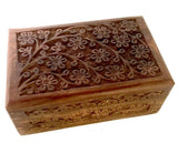 New Age Imports, Inc. GIFT IDEAS~ Floral Carved Handmade Wooden Box 4 inches by 6 inches~Ideal for storing Jewelry, Coins, Tartot cards, Small New Age Imports, Inc.