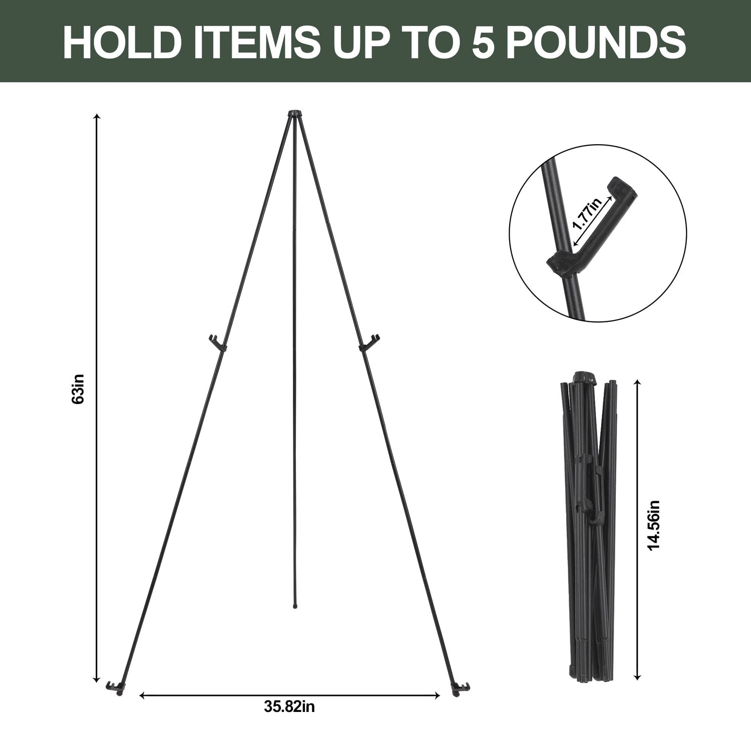 DANMO Easel Stand for Wedding Sign Poster 63'' Instant Display Easel for Floor Adjustable Metal Art Easel Black DANMO
