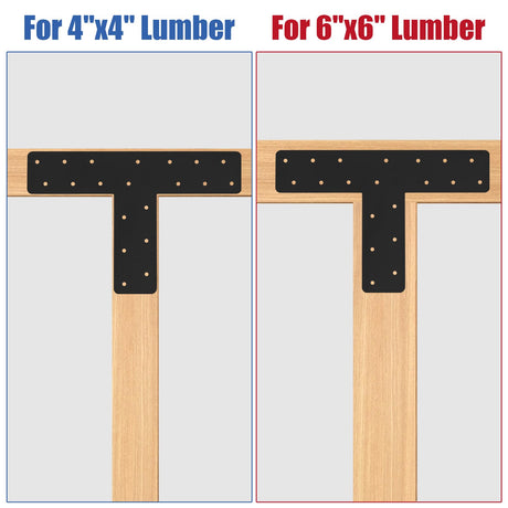 XIHUWZ 4 Pcs T Post Bracket,13"x3"T Flat Mending Plate Joining Brackets, Connecting Brackets, T Shape Strap Plate Fit 4x4,6x6 for Repair XIHUWZ