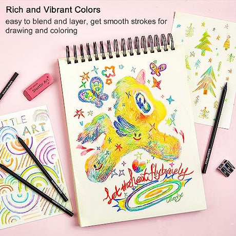 Shuttle Art 120 Pack Rainbow Pencils Bulk, 7 Colors in 1 Rainbow Colored Pencils, Pre-sharpened, Break-resistant Black Wooden Pencils for Kids and Shuttle Art
