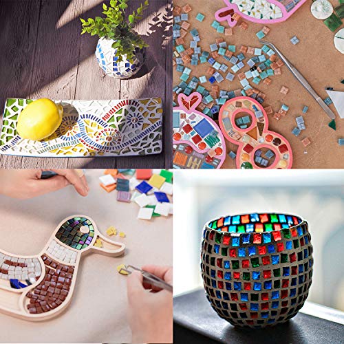 Whaline 7 Pieces Mosaic Tools, Mosaic Tweezers Tile Beginner Setwith 2 Scrapers, 2 Tweezers, 1 Double-EndedHook, 1 Spatula, 1 Sponge Whaline