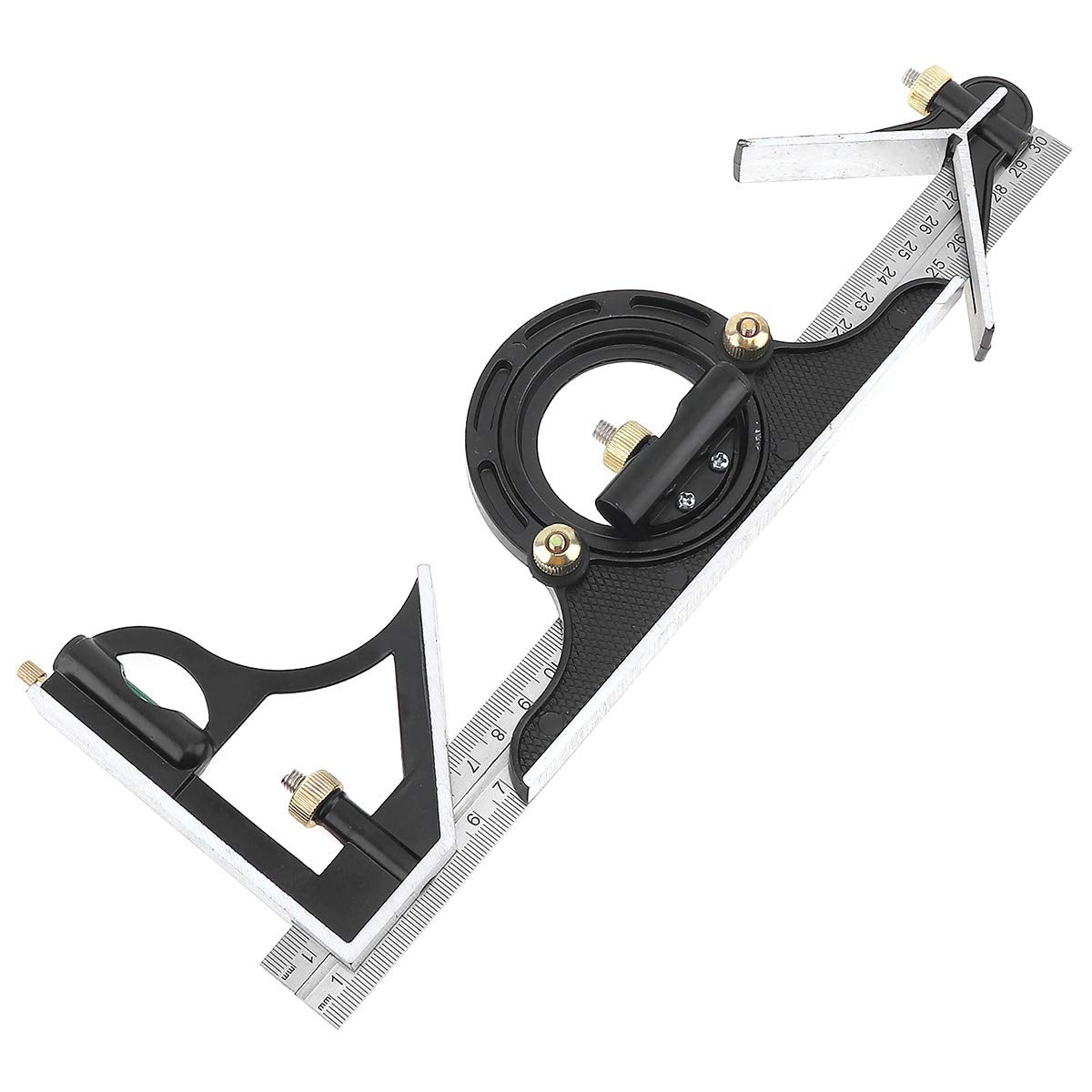 ChgImposs 12" Adjustable Sliding Combination Square Ruler & Protractor Level Measure Measuring Set, Inch/Metric ChgImposs
