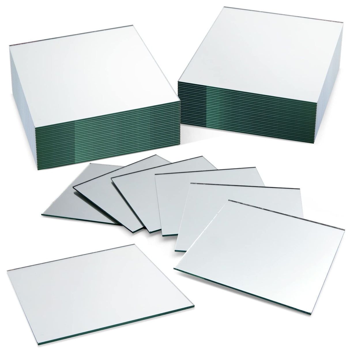50 Pack Square Glass Mirror Tiles, 4 Inch Panels for Crafts, Centerpieces, DIY Home Decor Bright Creations
