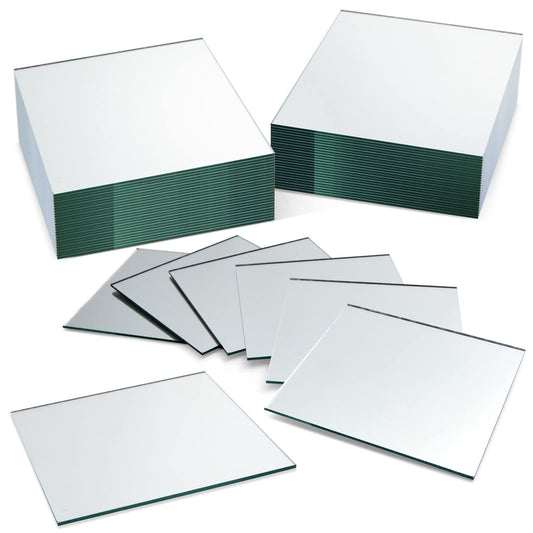 50 Pack Square Glass Mirror Tiles, 4 Inch Panels for Crafts, Centerpieces, DIY Home Decor - WoodArtSupply