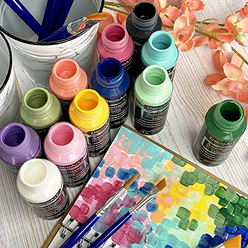 Modern Floral Acrylic Paint Set, Set of 12, 2 fl oz DecoArt