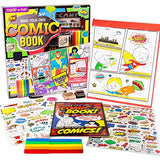 Made By Me Make Your Own Comic Book Storytelling Kit for Kids, 15-Page, Hardcover, How-to Draw Instructional Guide, Comic Inspired Stickers & Stamp, Made By Me