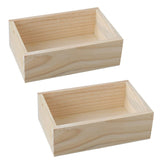LONG TAO 2 Pcs 7.5" × 5" × 2.4" Natural Wooden Succulent Planter Plant Container Box Window Boxes Rectangular Flower Pot Storage Box for Indoor LONG TAO