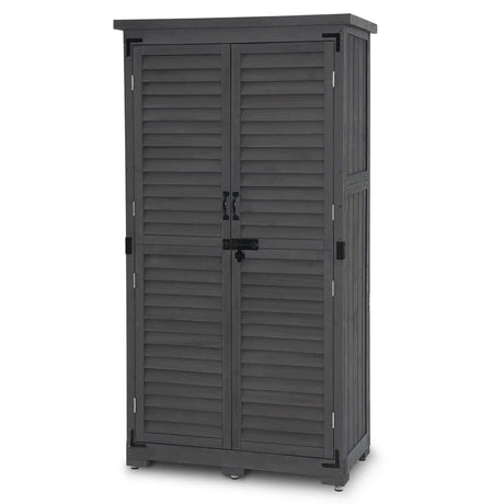 MCombo Outdoor Storage Cabinet, Garden Storage Shed, Outside Vertical Shed with Lockers, Outdoor 63 Inches Wood Tall Shed for Yard and Patio 0870 MCombo
