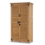 MCombo Outdoor Storage Cabinet, Garden Storage Shed, Outside Vertical Shed with Lockers, Outdoor 63 Inches Wood Tall Shed for Yard and Patio 0870 MCombo