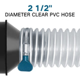 Heavy PVC Dust Collection Hose 2 1/2" x 20', Puncture Resistant PVC Dust Collection Hose with Carbon Steel Wire Coil, Flexible Clear PVC Fume Qucship