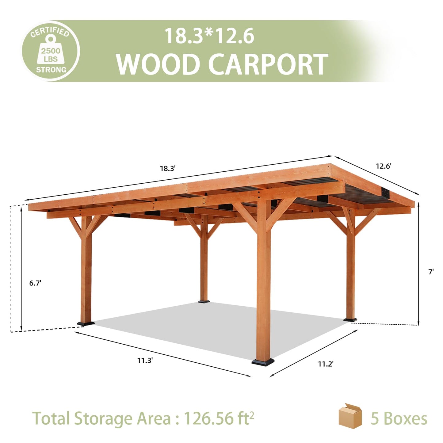 18.3x12.6 ft Wood Carport Heavy Duty Garage with Metal Roof, Windproof Snowproof Car Shelte Suitable for Ram Toyota Pickup SUV Trucks - WoodArtSupply