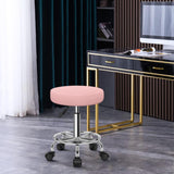 KKTONER PU Leather Round Rolling Stool with Foot Rest Swivel Height Adjustment Spa Drafting Salon Tattoo Work Office Massage Stools Task Chair (Pink) KKTONER