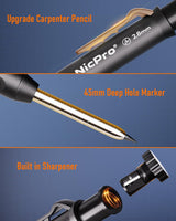 Nicpro 31 Pack Carpenter Pencil Set with Sharpener, Mechanical Carpenter Pencils with 128PCS Refills and Carbide Scribe Tool, Heavy Duty Construction Nicpro