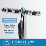 IMILLET 2 Pack Wall Mount Broom Holder Stainless Steel 5 Racks with 4 Hooks Broom Organizer Self Adhesive Heavy Duty Laundry Room, Garage IMILLET