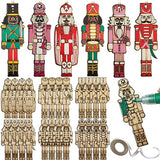24 Pieces DIY Christmas Nutcracker Ornaments Unfinished Wooden Hanging Walnut Soldier Decoration Blank Xmas Crafts for Christmas Tree Holiday Party WoodArtSupply