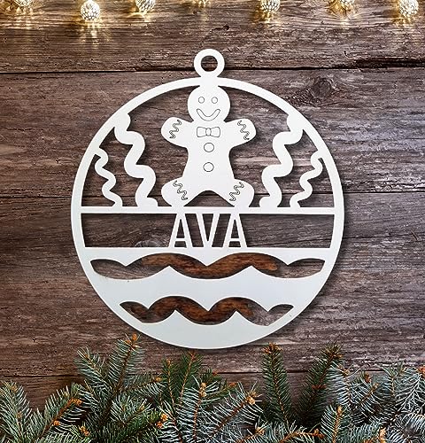 Personalized Gingerbread Ornament, Wooden Christmas Tree Decoration, Custom Holiday Name Sign, for Family NEXTCraft