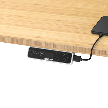 FLEXISPOT E8 Dual Motor 3 Stages Bamboo Electric Standing Desk 60x30 Inch Oval Leg Whole-Piece Board Height Adjustable Desk Electric Stand Up Desk FLEXISPOT