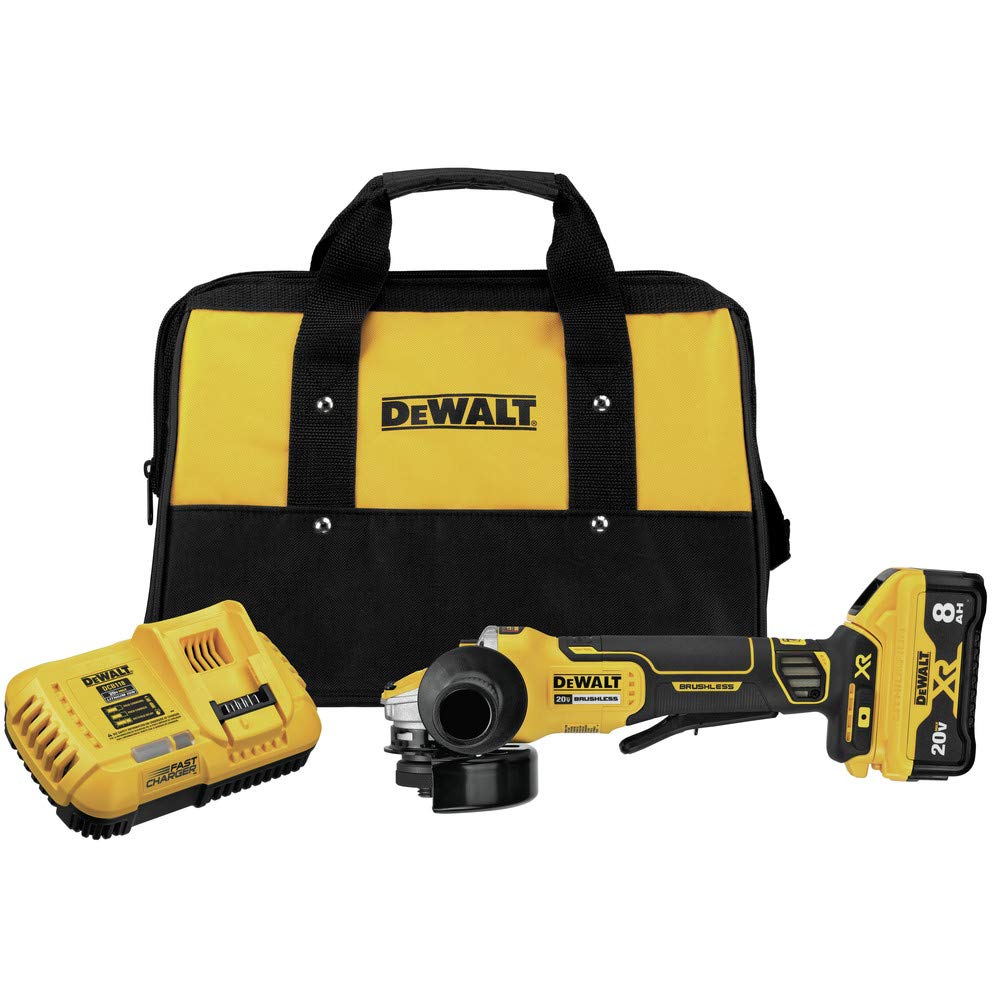 DEWALT 20V MAX* XR Angle Grinder, Trigger Switch, Power Detect Tool Technology Kit, 4-1/2-Inch to 5-Inch (DCG415W1), Grey,yellow,black - WoodArtSupply