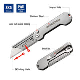 WORKPRO EDC Folding Utility Knife, Mini Box Cutter with Quick Open Axis Lock, Quick Change Blade Razor Knife, Foldable Small Pocket Knife with Belt WORKPRO