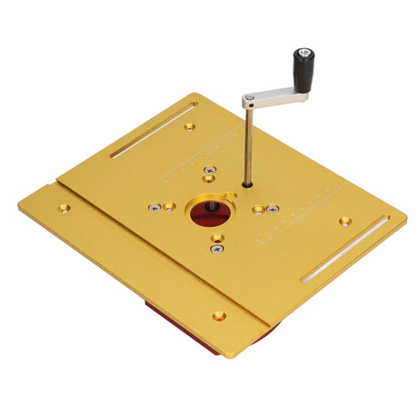 Acogedor Router Lift Kit, Metal Router Lift System with Router Table Insert Plate, 4 Jaw Clamping, Router Lift Base Accessories (Gold) Acogedor