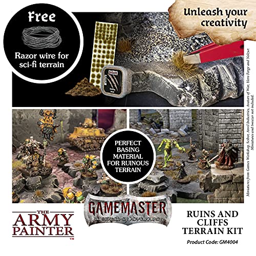 The Army Painter Terrain Paint Set with 5 Terrain Paint, 1 Spray, Basing Materials Gamemaster (Ruins & Cliffs Terrain Paint Beginner Set) - WoodArtSupply