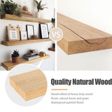 Habudda Floating Shelves, Wooden Wall Shelf for Rustic Decor, Hanging Display Shelving for Bedroom Bathroom Kitchen Living Room, Natural Wood, Habudda