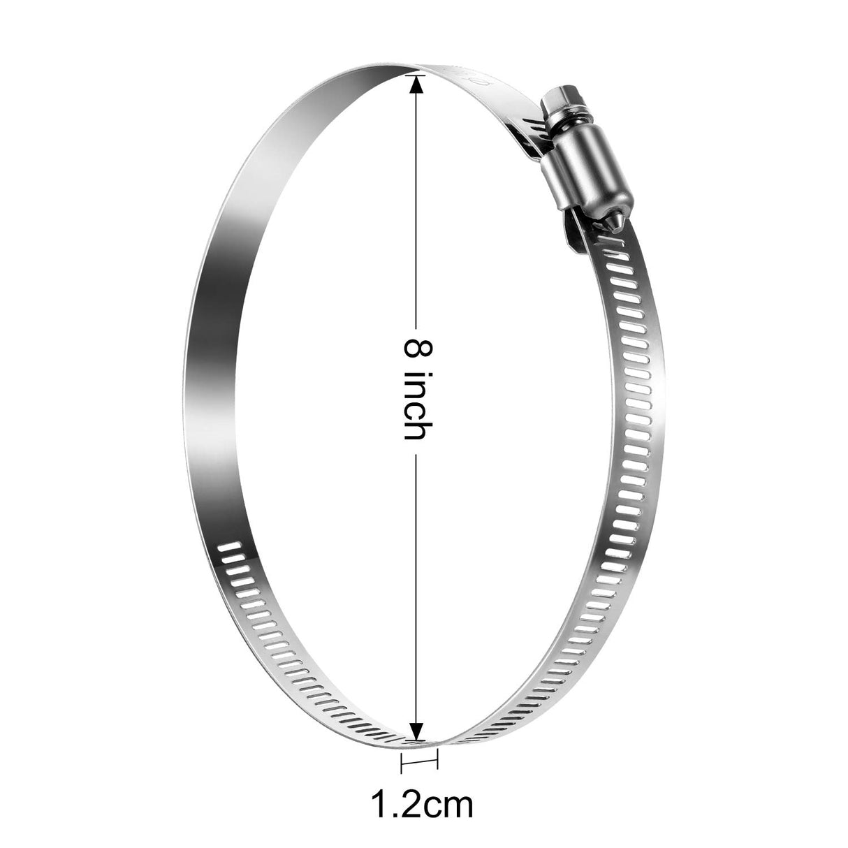 4 Pieces Adjustable 304 Stainless Steel Duct Clamps Hose Clamp (8 Inch) Boao