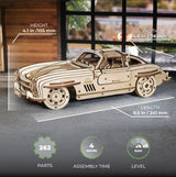 UGEARS Winged Sports Coupe Model Car Kit - 3D Wooden Puzzle Car –Model Kit for Adults to Build - DIY Wooden Car Model Kit with Authentic Gull-Wing UGEARS