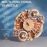 ROBOTIME 3D Wooden Puzzles for Adults, Models for Adults to Build Wooden Steampunk Clock Kit, DIY Mechanical Wall Quartz Aesthetic Room Decor Unique ROBOTIME