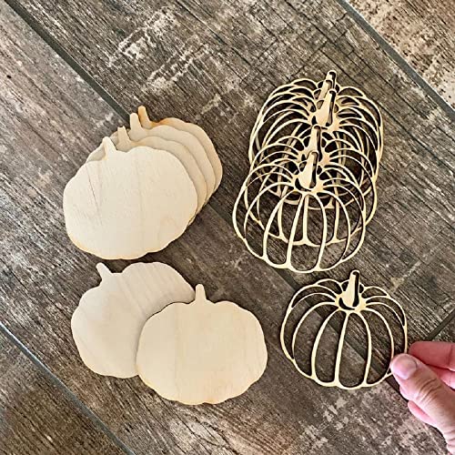 Unfinished Wood Autumn Pumpkin Cutouts by Factory Direct Craft - Pack of 24 Wooden Pumpkin Shapes for Halloween Fall Crafts and DIY Thanksgiving Factory Direct Craft