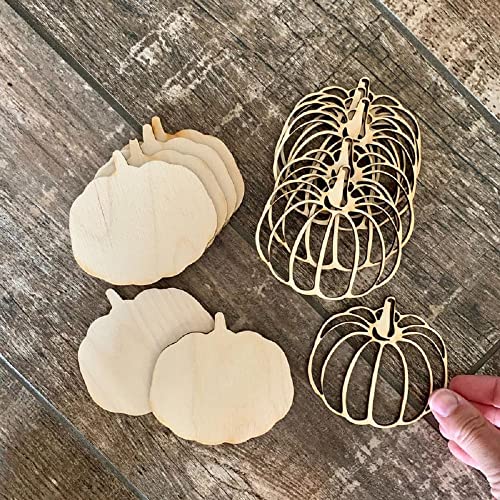 Unfinished Wood Autumn Pumpkin Cutouts by Factory Direct Craft - Pack of 24 Wooden Pumpkin Shapes for Halloween Fall Crafts and DIY Thanksgiving