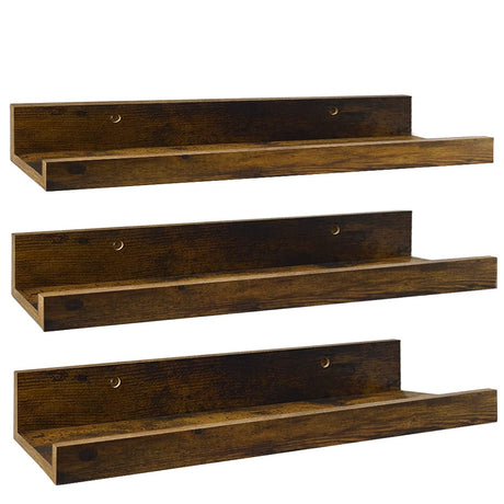 Giftgarden 16 Inch Floating Shelves for Wall Set of 3, Rustic Wall Mounted Picture Ledge Wooden Wall Shelf for Living Room Bedroom Kitchen Bathroom, Giftgarden
