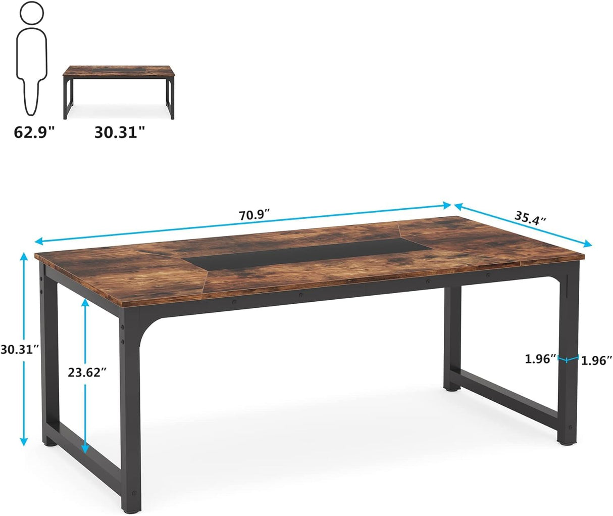 Tribesigns Modern Computer Desk, 70.8 x 35.4 inch Large Executive Office Desk Computer Table Study Writing Desk Workstation for Home Tribesigns