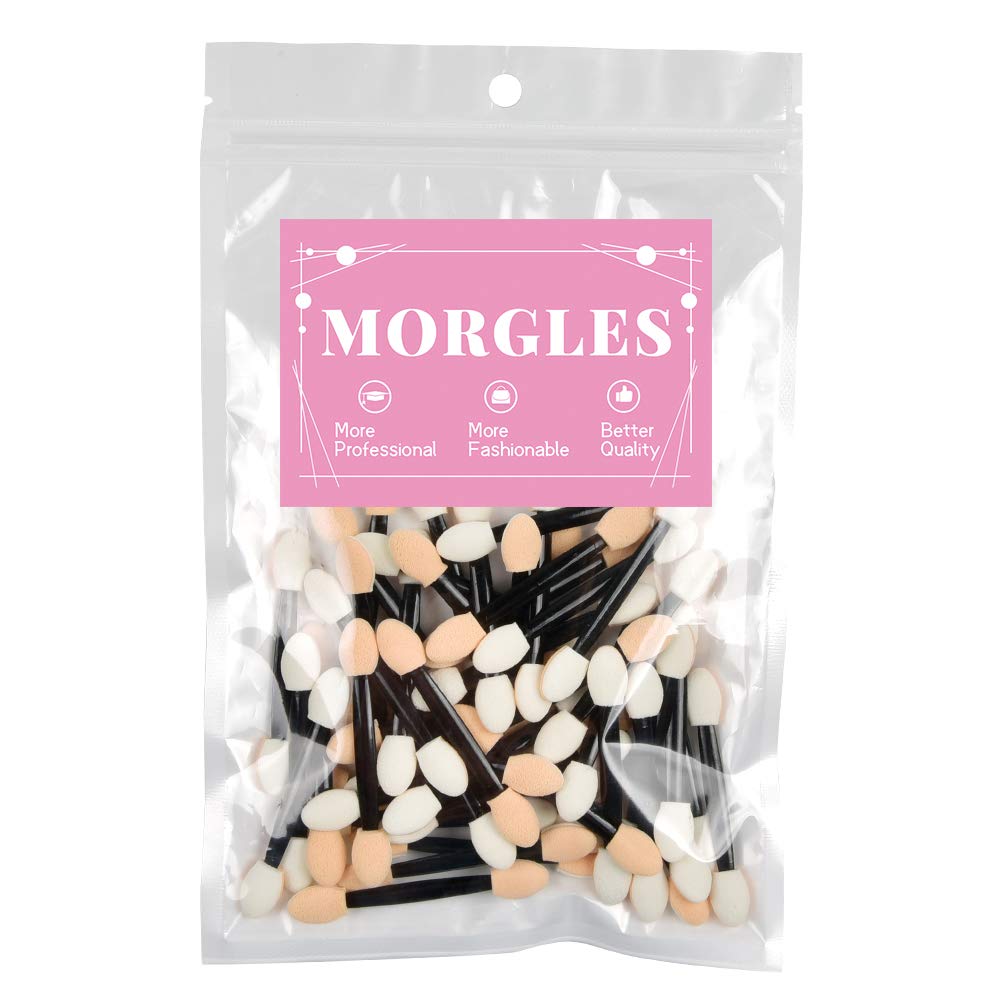 MORGLES Eyeshadow Applicators, 50pcs Eyeshadow Brush 2.4 Inch Eye Shadow Applicator Sticks Double Sided, Makeup Applicator for Women Girls, Black MORGLES